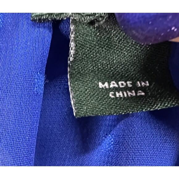 J Crew Blouse Womens S Cobalt Blue Sheer Swiss Dot Keyhole Popover Top Preppy - Picture 13 of 14